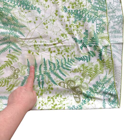 Vintage Vera Neumann Green Fern Butterfly Oval Oblong Tablecloth - Picture 6 of 12